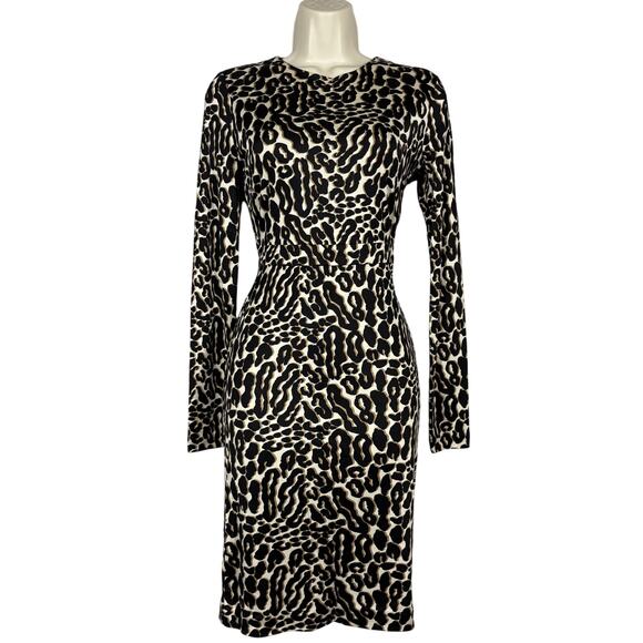Tory Burch Cheetah Print Bodycon Dress Animal Party Date Event Black Tan - XS - Picture 1 of 9